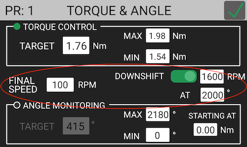 K-DUCER Downshift settings