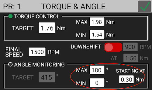 K-DUCER Angle Monitoring settings?>